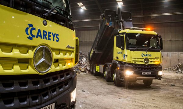 Construction and Waste Management Fleet Solutions Careys construction fleet vehicles operating on a waste management site